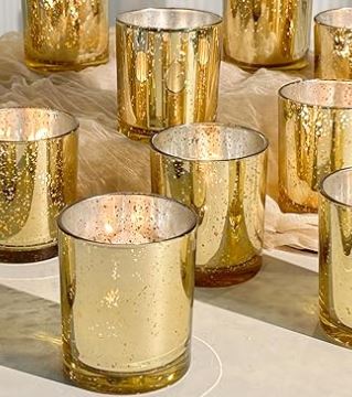 10 OZ HOLIDAY SCENTS IN LUXURIOUS GOLD SPARKLING JARS